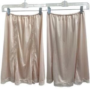 VTG Yves Saint Laurent YSL Lingerie Nylon Half Slip Skirt Small Blush Lace Trim